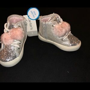 Toddler girl sneakers - size 5 - pink, silver